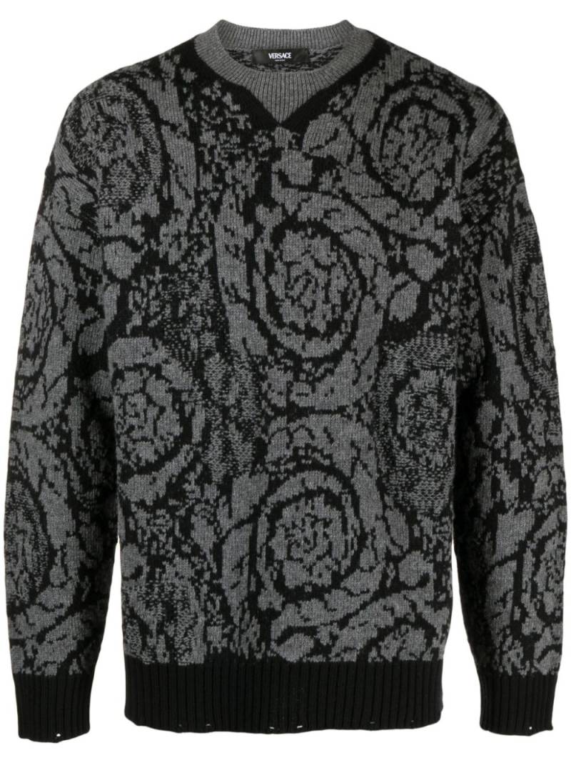 Versace Barocco-intarsia wool jumper - Grey von Versace