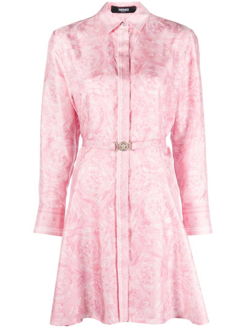 Versace Barocco-print belted silk shirtdress - Pink von Versace