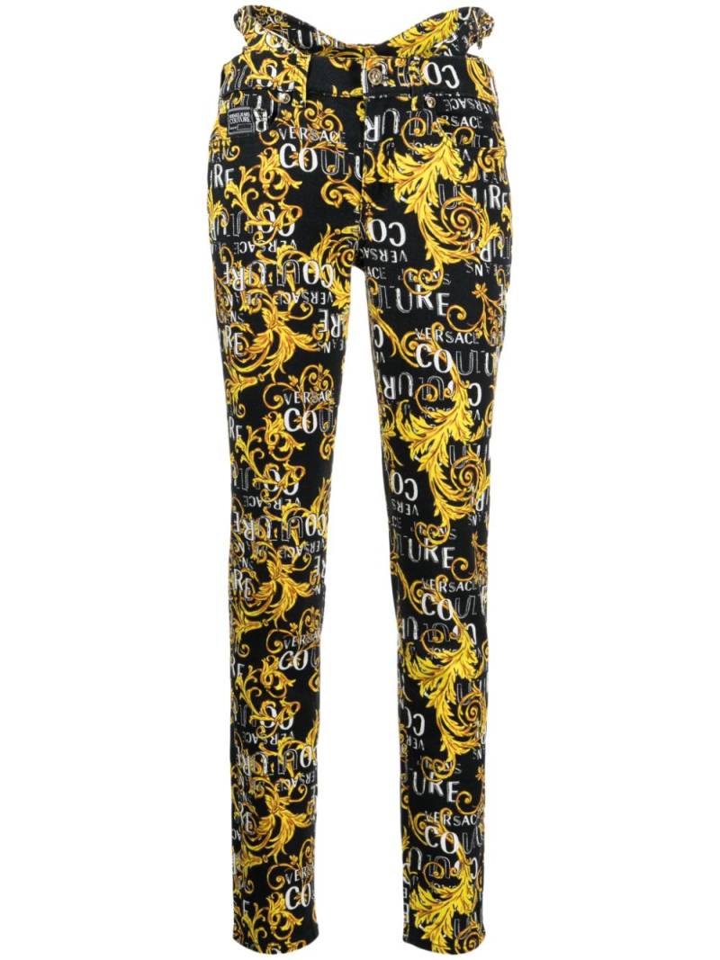 Versace Barocco-print low-rise skinny jeans - Black von Versace