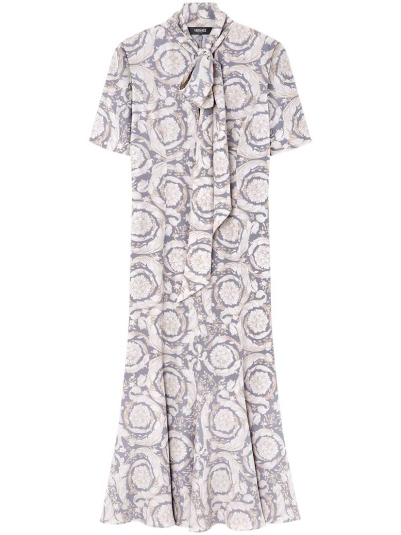 Versace Barocco Lavallière silk midi dress - Grey von Versace