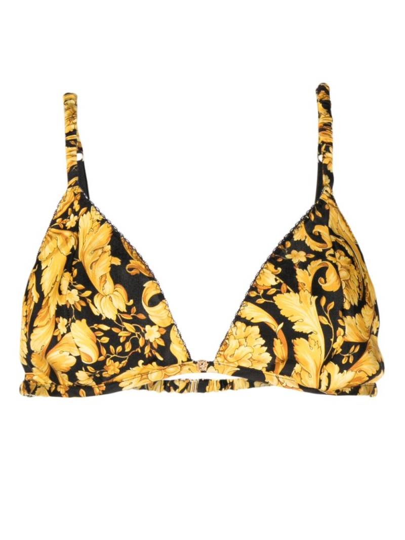 Versace Barocco-print silk bra - Yellow von Versace