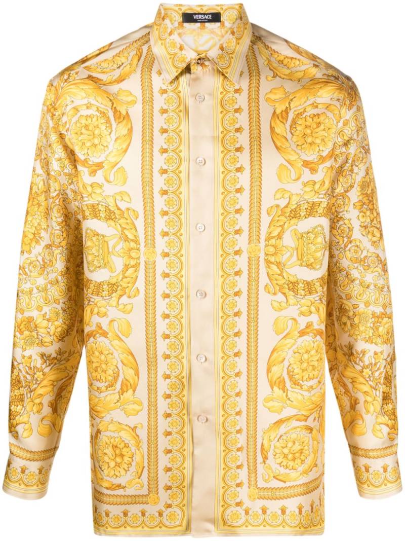 Versace Barocco-print silk shirt - Neutrals von Versace