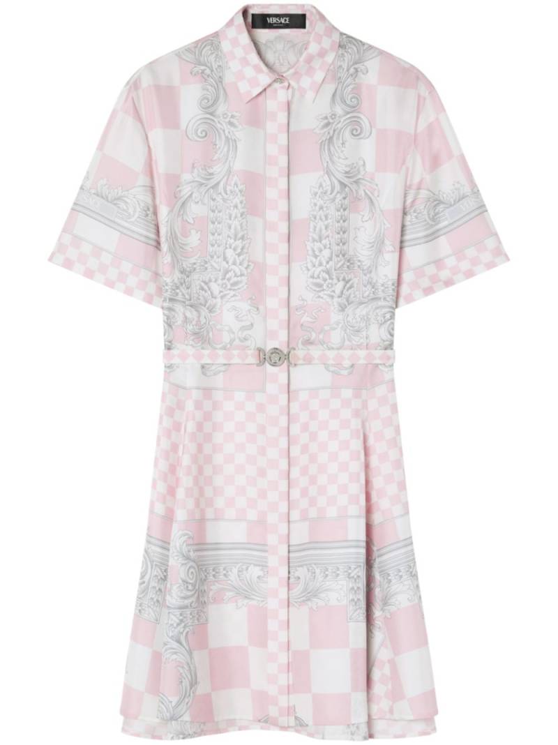 Versace Barocco-print silk shirt dress - Pink von Versace