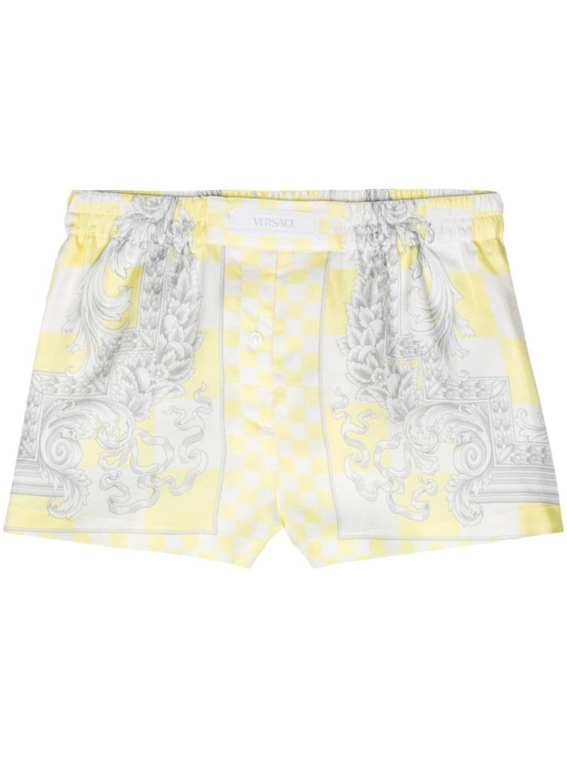 Versace Barocco-print silk shorts - Yellow von Versace