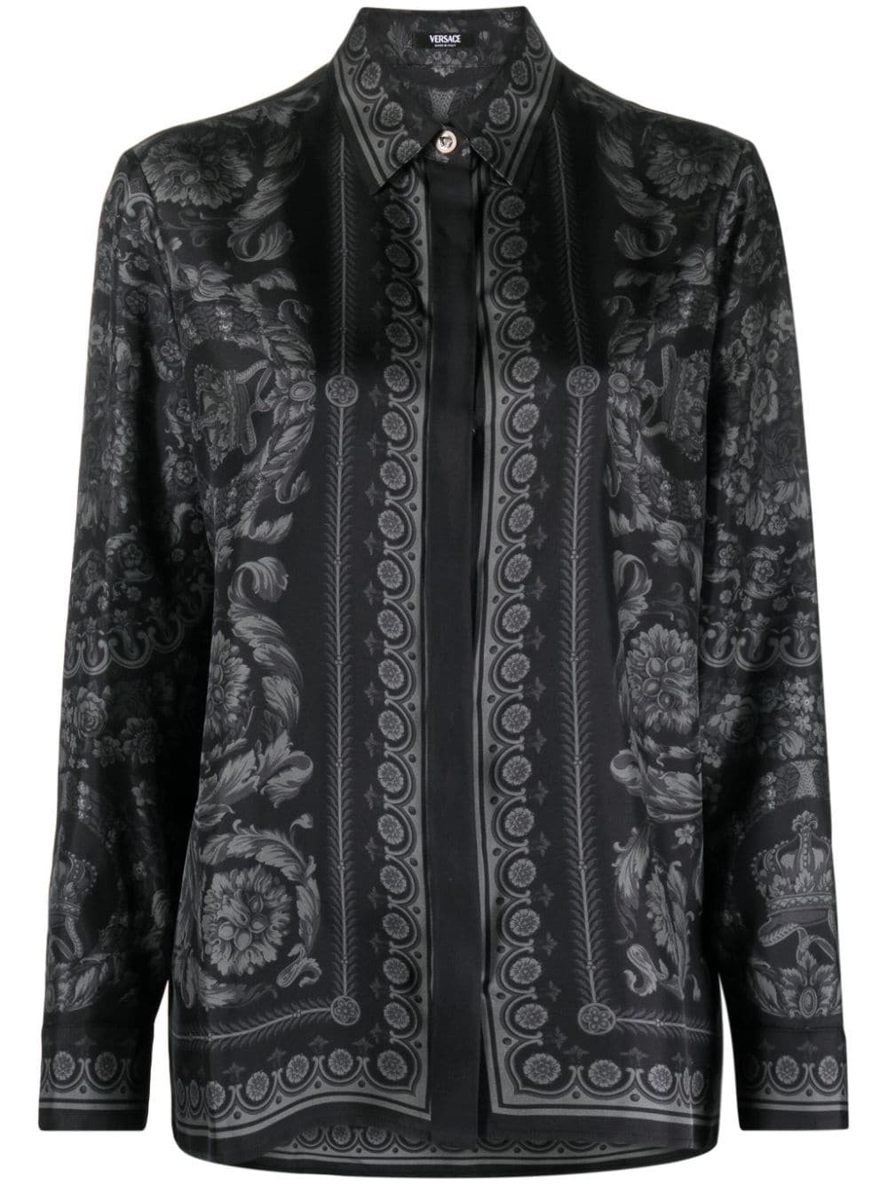 Versace Barocco-print silk-twill shirt - Black von Versace