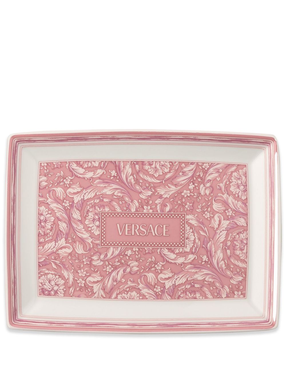 Versace Barocco square porcelain plate (18cm) - Pink von Versace