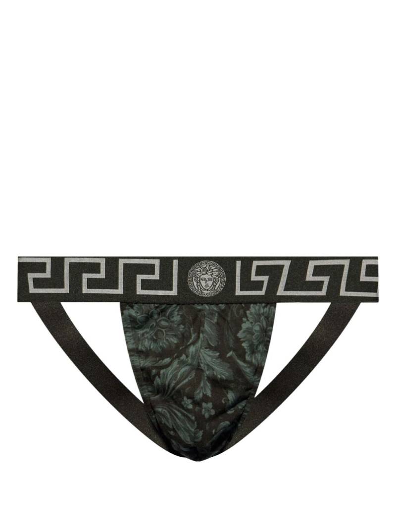 Versace Barocco stretch-cotton jockstrap - Black von Versace