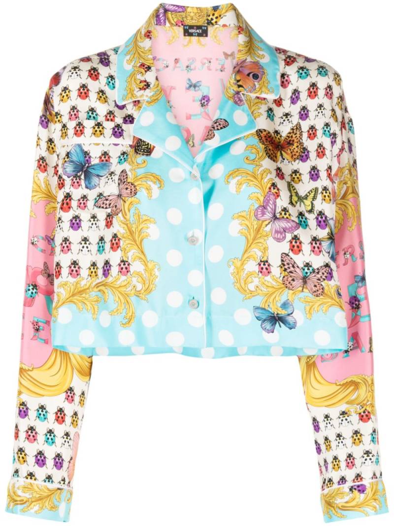 Versace Butterflies cropped silk shirt - Blue von Versace