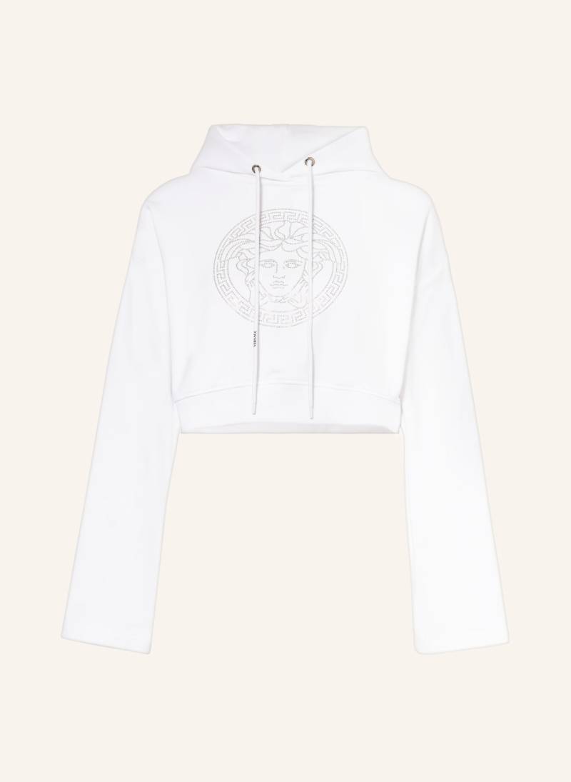 Versace Cropped-Hoodie Mit Schmucksteinen weiss von Versace