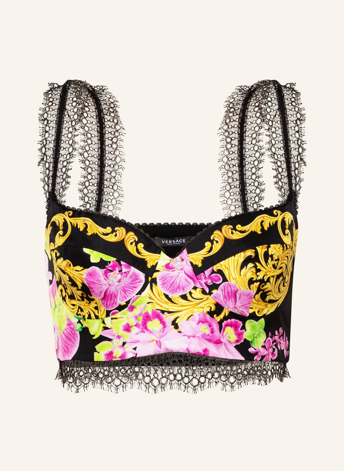 Versace Cropped-Top Aus Seide Mit Spitze pink von Versace