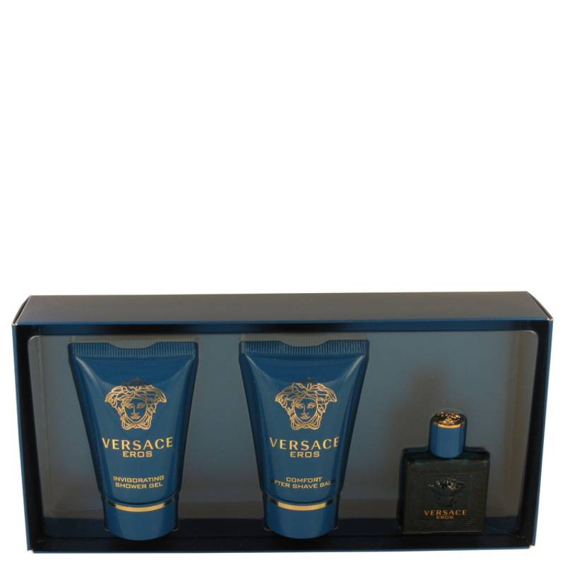 Versace Eros Gift Set -- 6 ml Mini EDT + 24 ml Shower Gel + 24 ml After Shave Balm von Versace