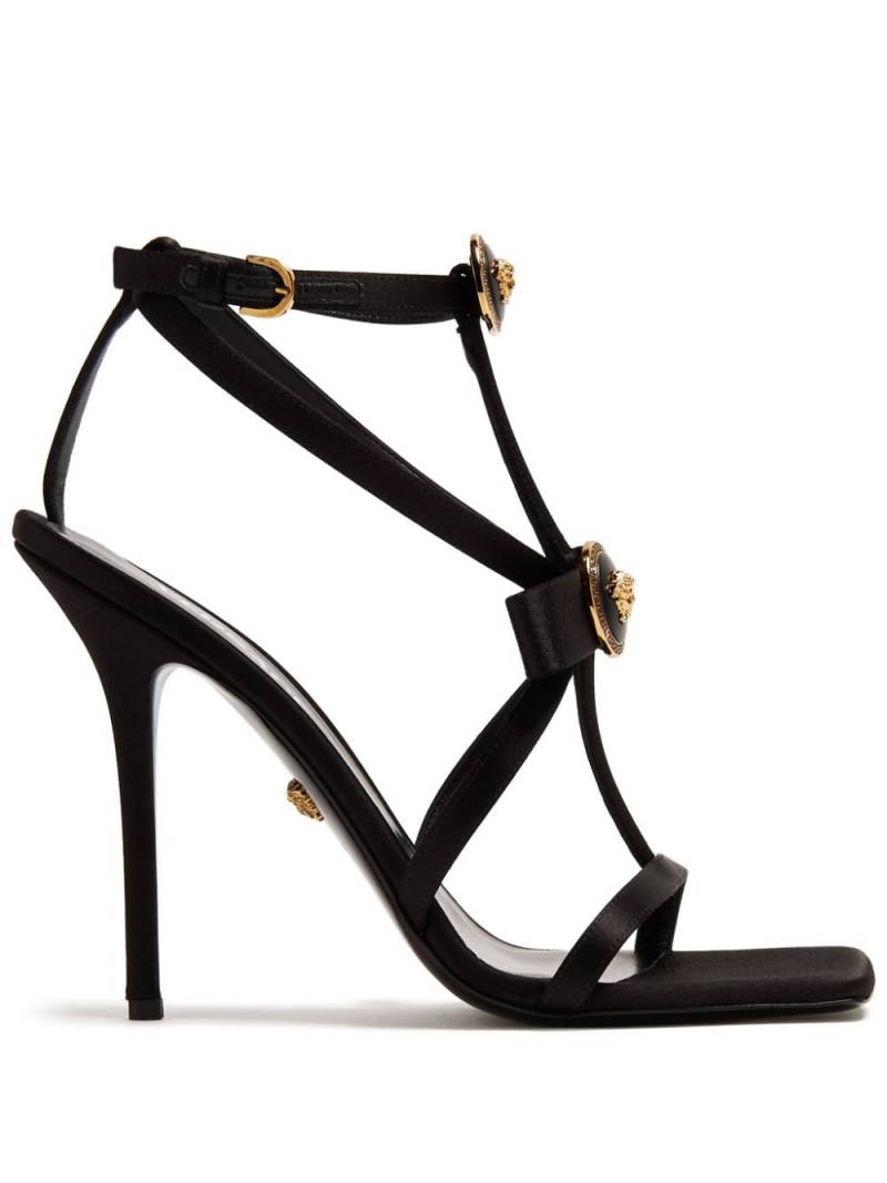 Versace Gianni Ribbon 110mm satin sandals - Black von Versace