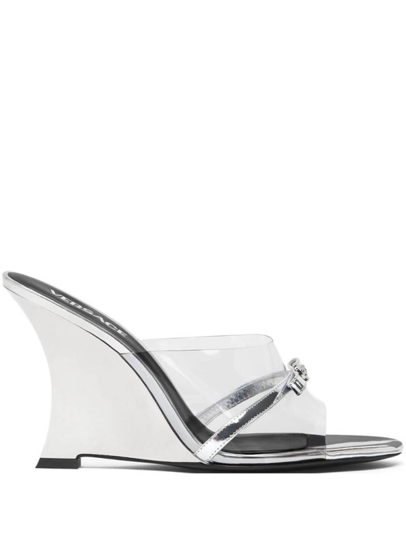 Versace Gianni Ribbon 95mm wedge mules - Silver von Versace