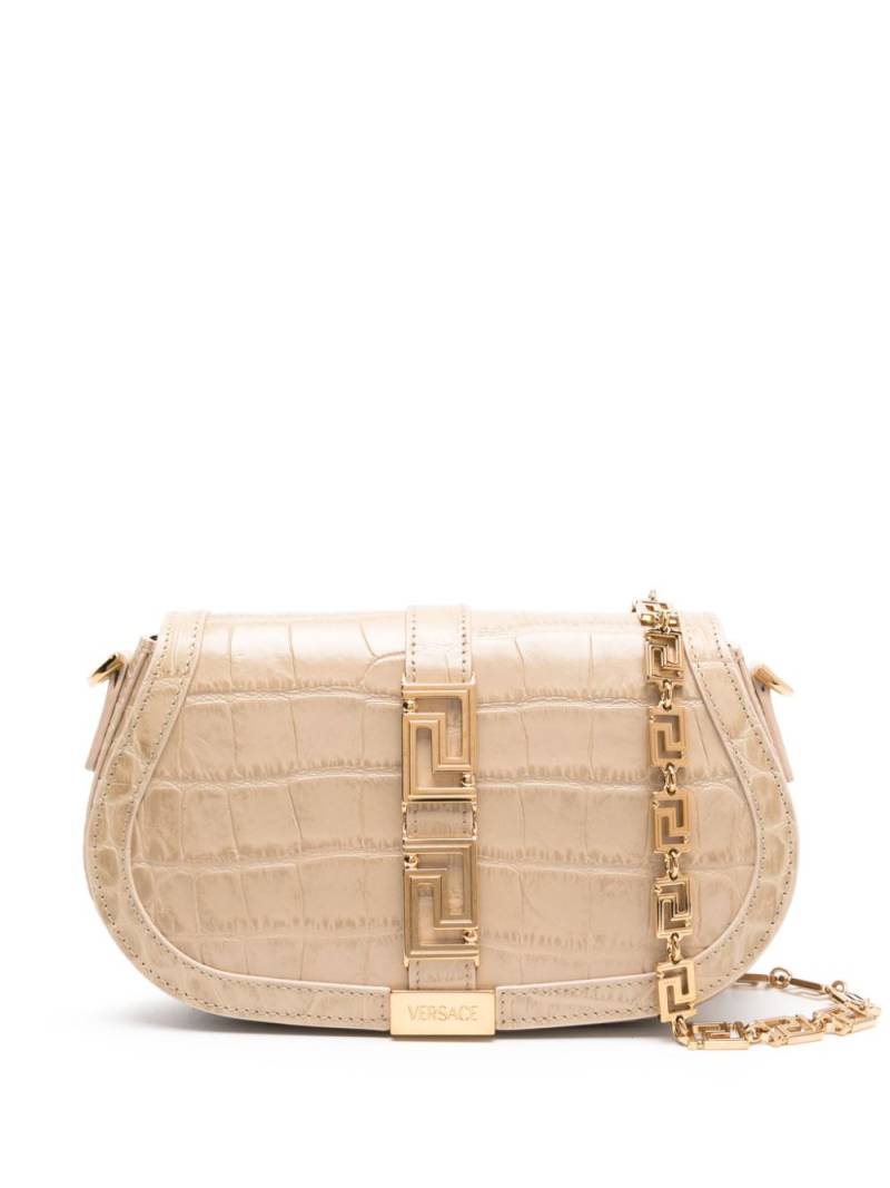 Versace Greca Goddess croc-effect shoulder bag - Neutrals von Versace