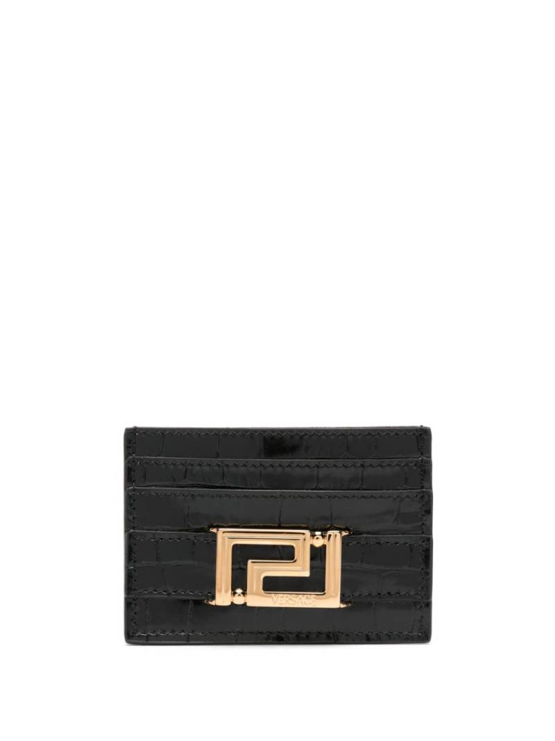 Versace Greca Goddess crocodile-embossed cardholder - Black von Versace