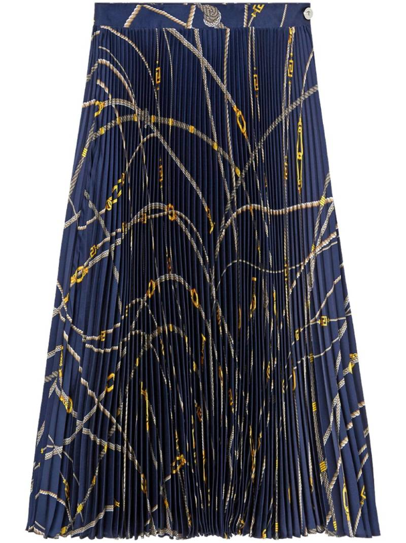 Versace Greca Nautical-print pleated skirt - Blue von Versace