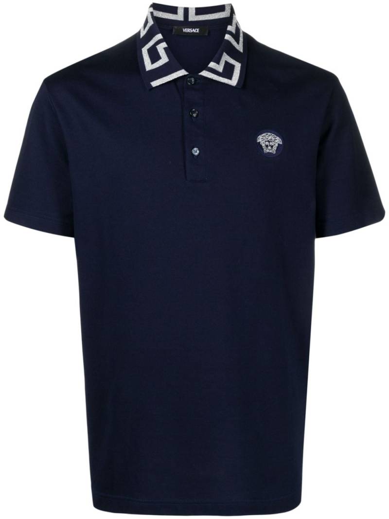 Versace Greca-collar cotton polo shirt - Blue von Versace