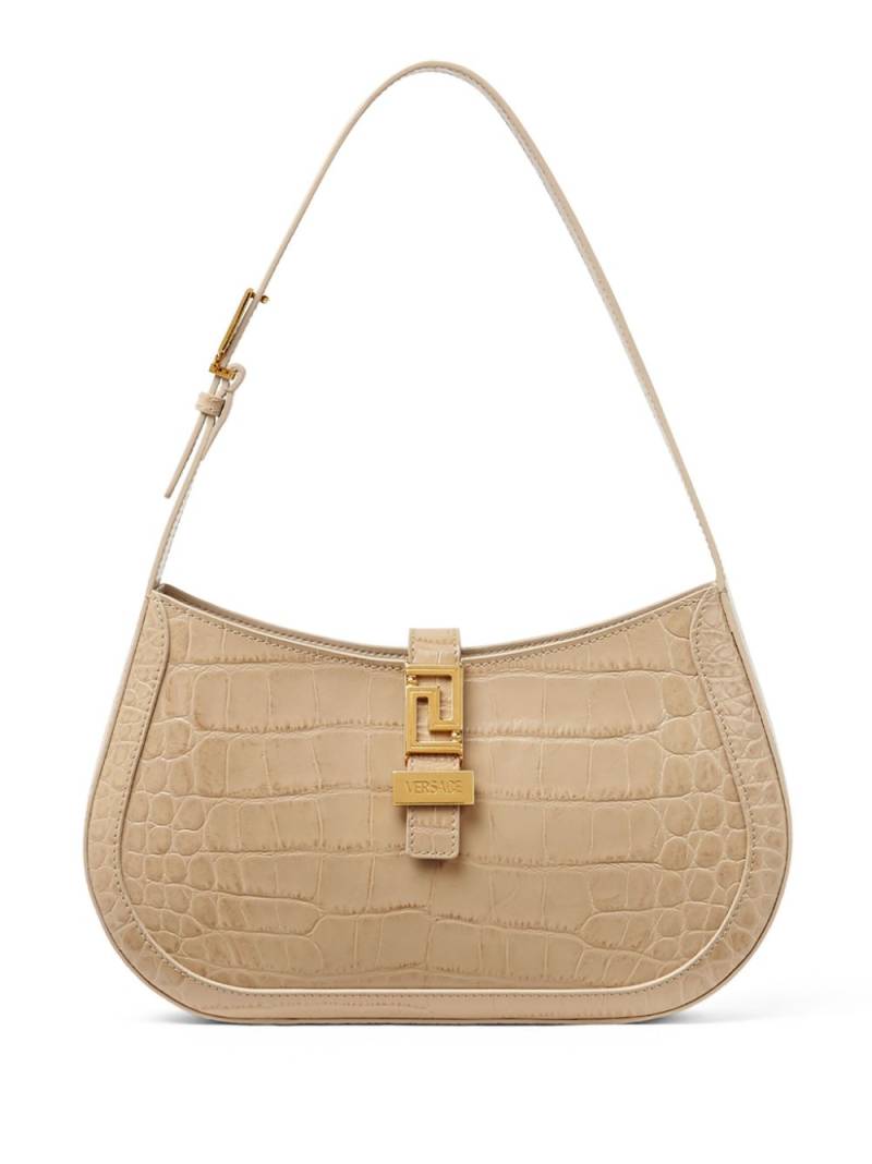 Versace Greca-detail leather shoulder bag - Neutrals von Versace