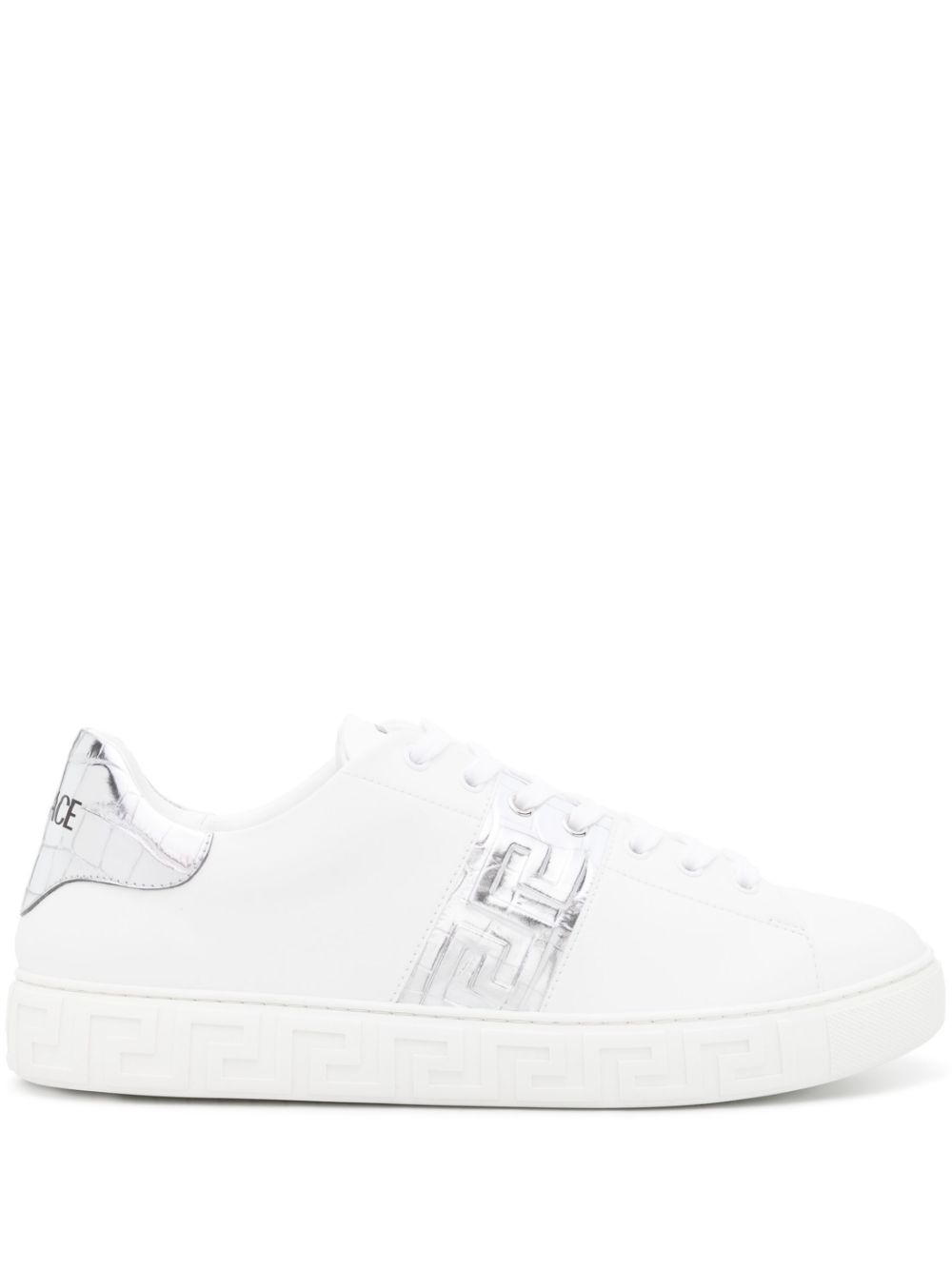 Versace Greca-detail leather sneakers - White von Versace