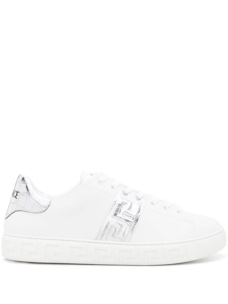 Versace Greca-detail leather sneakers - White von Versace