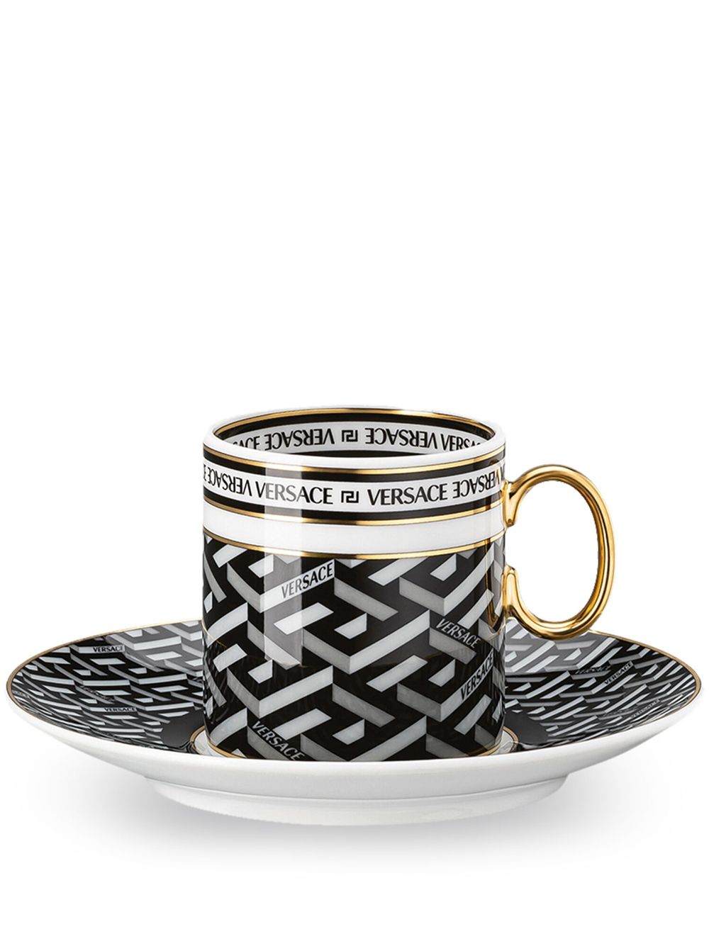 Versace La Greca Signature espresso cup and saucer - Black von Versace