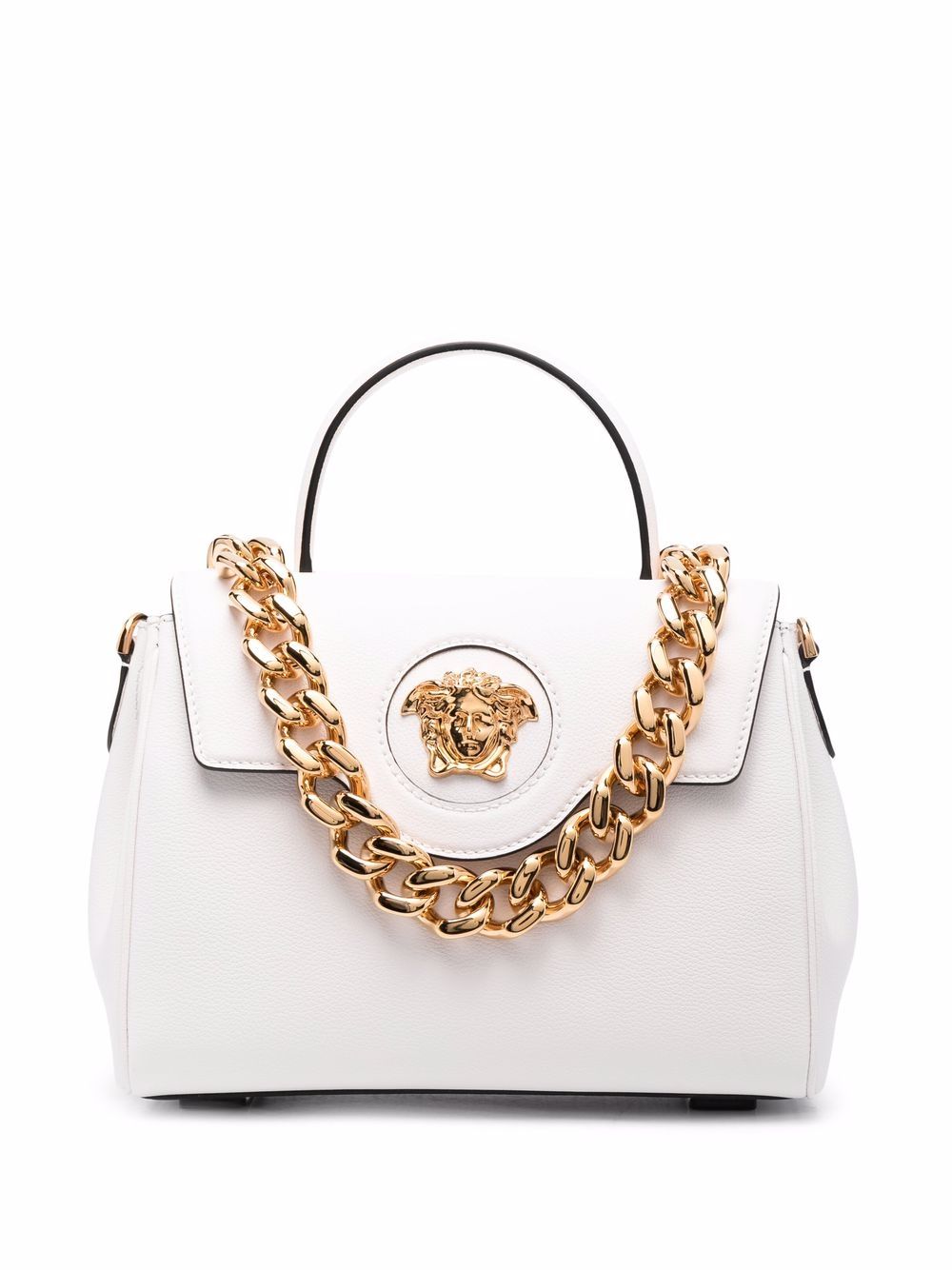 Versace La Medusa leather hand bag - White von Versace