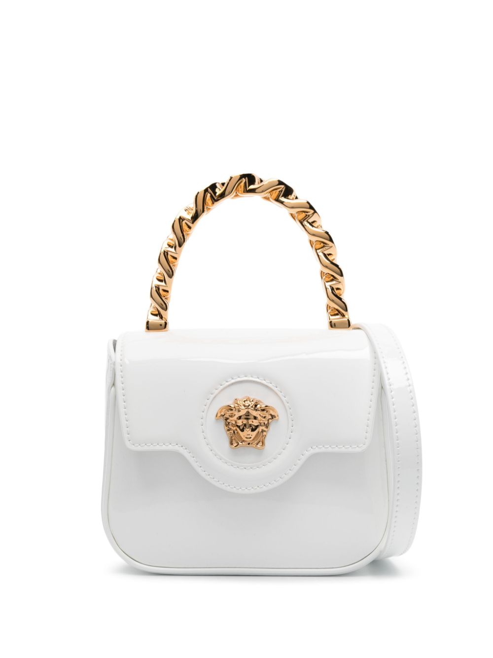 Versace La Medusa patent mini bag - White von Versace