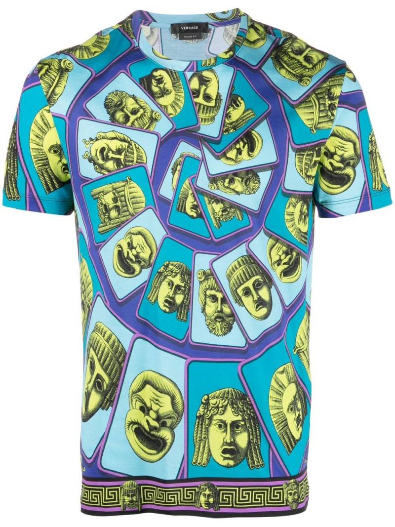 Versace Le Maschere cotton T-shirt - Blue von Versace