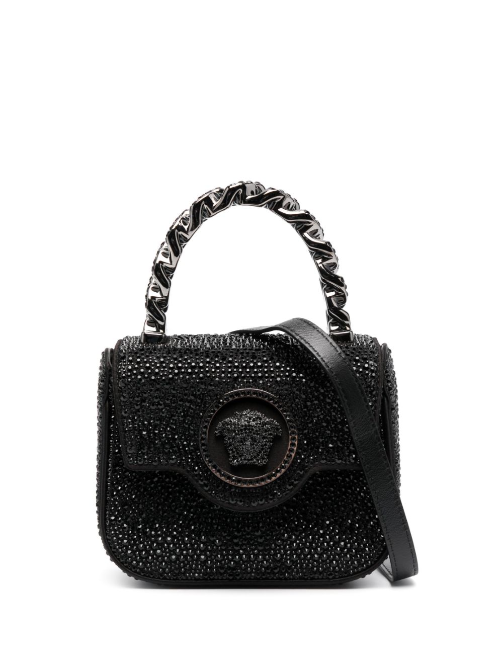 Versace La Medusa crystal-embellished mini bag - Black von Versace