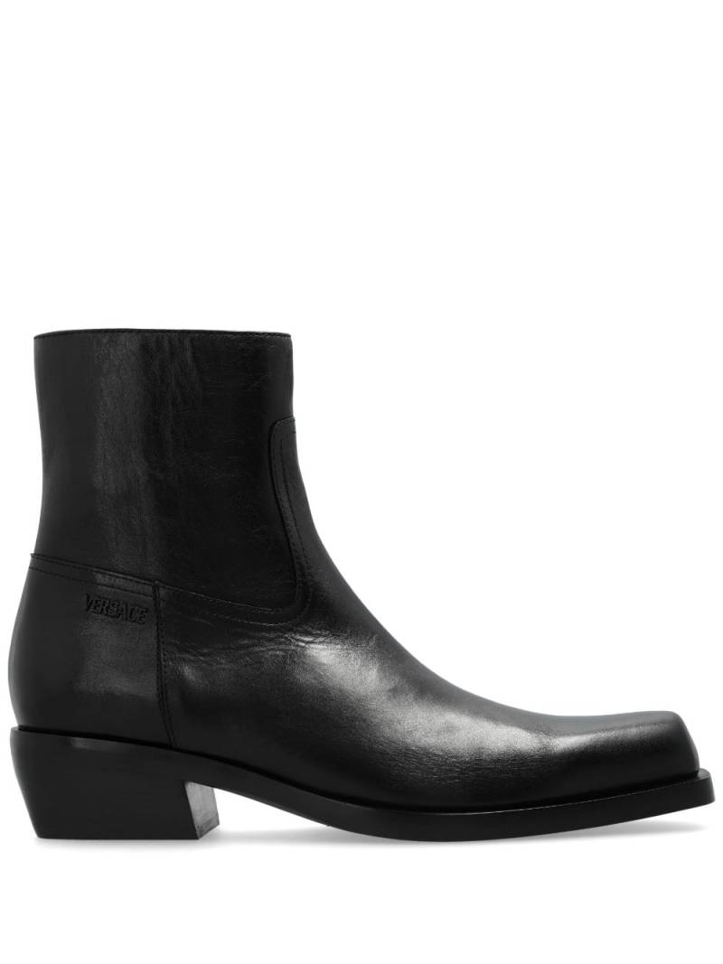Versace Luciano leather ankle boots - Black von Versace
