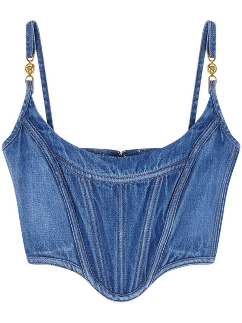 Versace Medusa '95 denim corset top - Blue von Versace