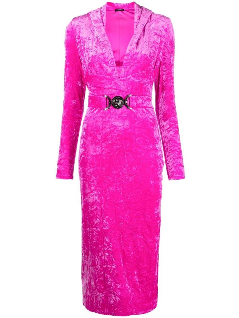 Versace Medusa Biggie velvet hooded dress - Pink von Versace