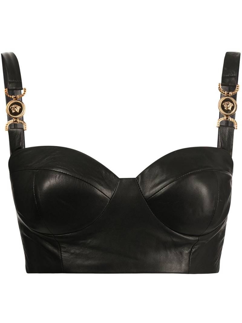 Versace Medusa '95 leather bustier top - Black von Versace