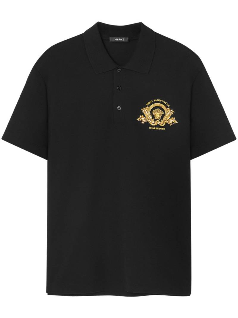 Versace Coupe Blason embroidered polo shirt - Black von Versace