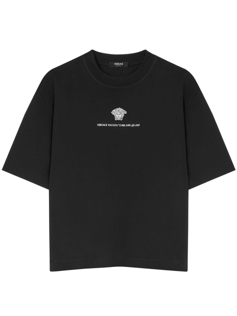 Versace Medusa Milano embroidered T-shirt - Black von Versace