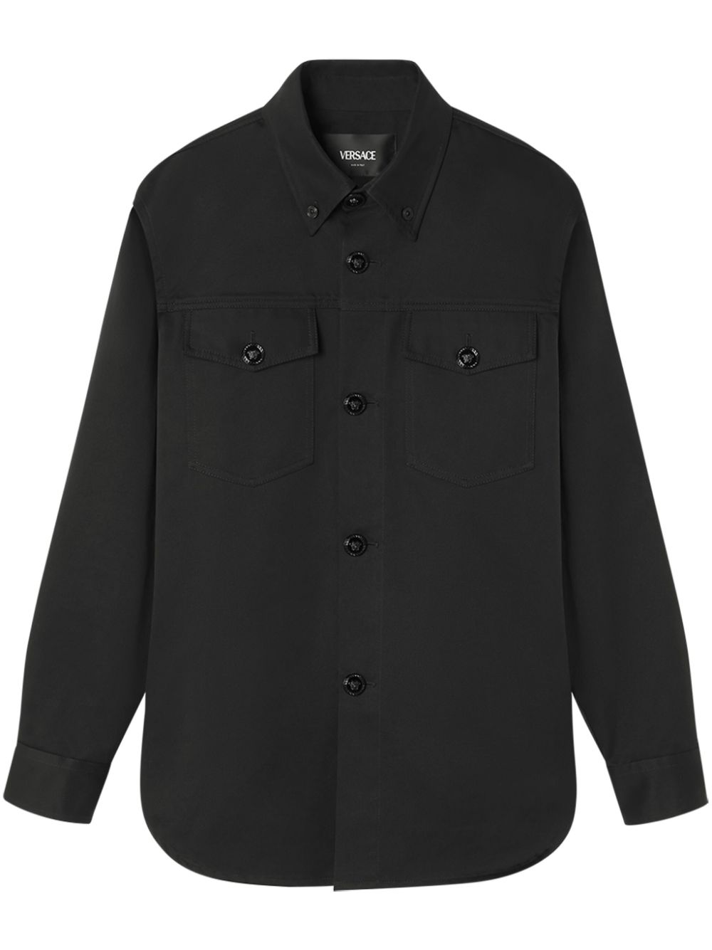 Versace Medusa-button cotton shirt jacket - Black von Versace