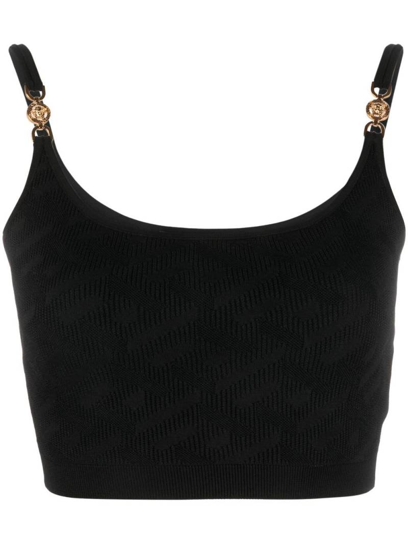 Versace La Greca Medusa '95 knitted crop top - Black von Versace