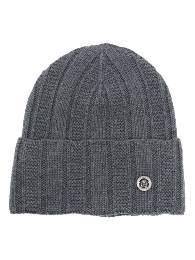 Versace Medusa ribbed beanie - Grey von Versace