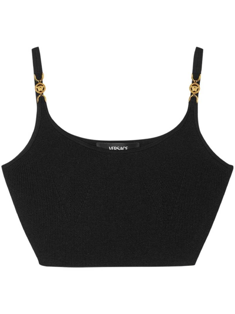 Versace Medusa-strap knitted crop top - Black von Versace