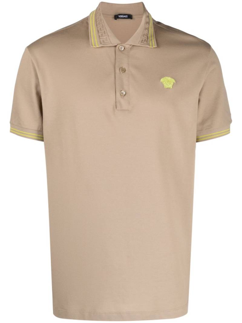 Versace Medusa Head embroidered polo shirt - Neutrals von Versace