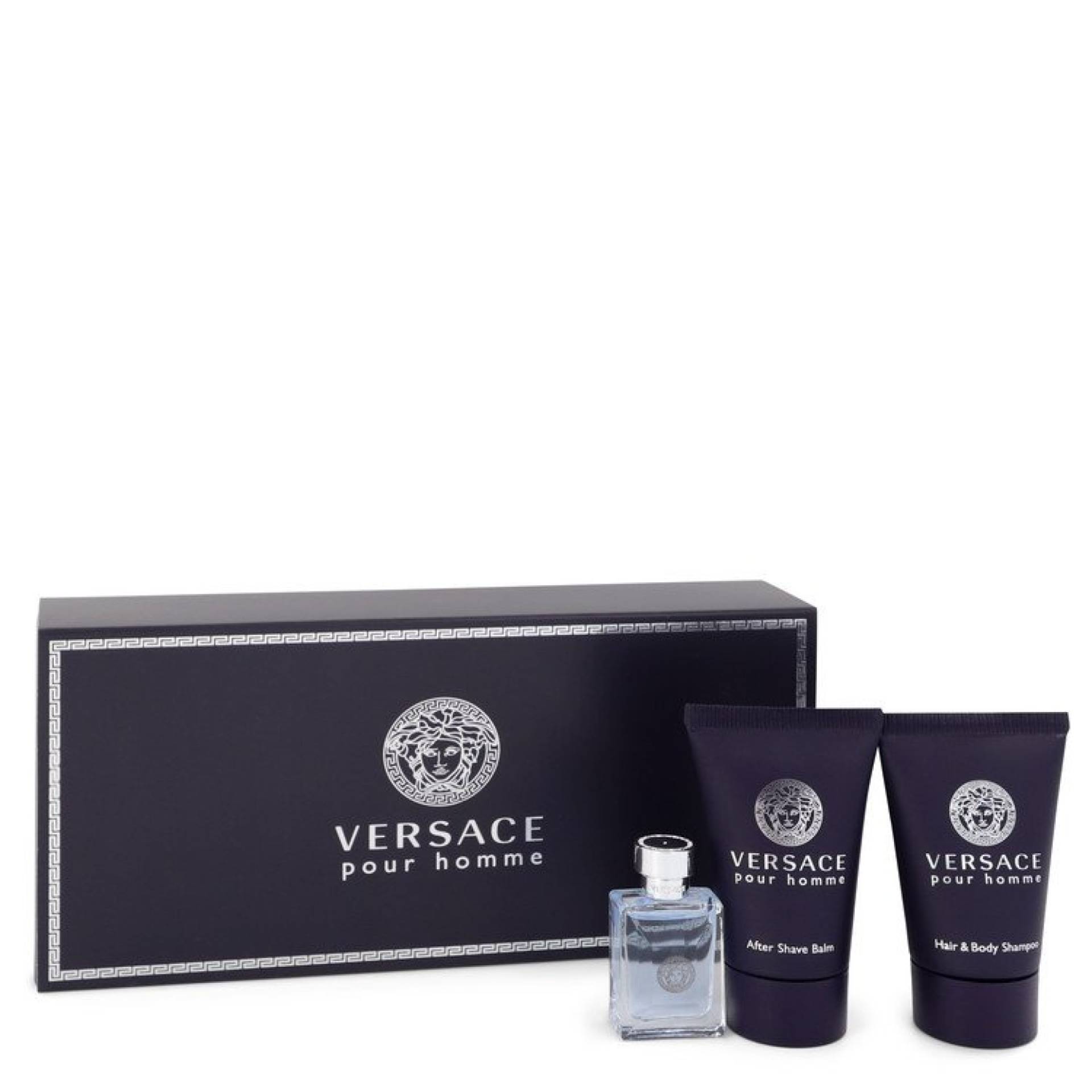 Versace Pour Homme Gift Set -- 6 ml Mini EDT + 24 ml After Shave Balm + 24 ml Hair + Body Shampoo von Versace