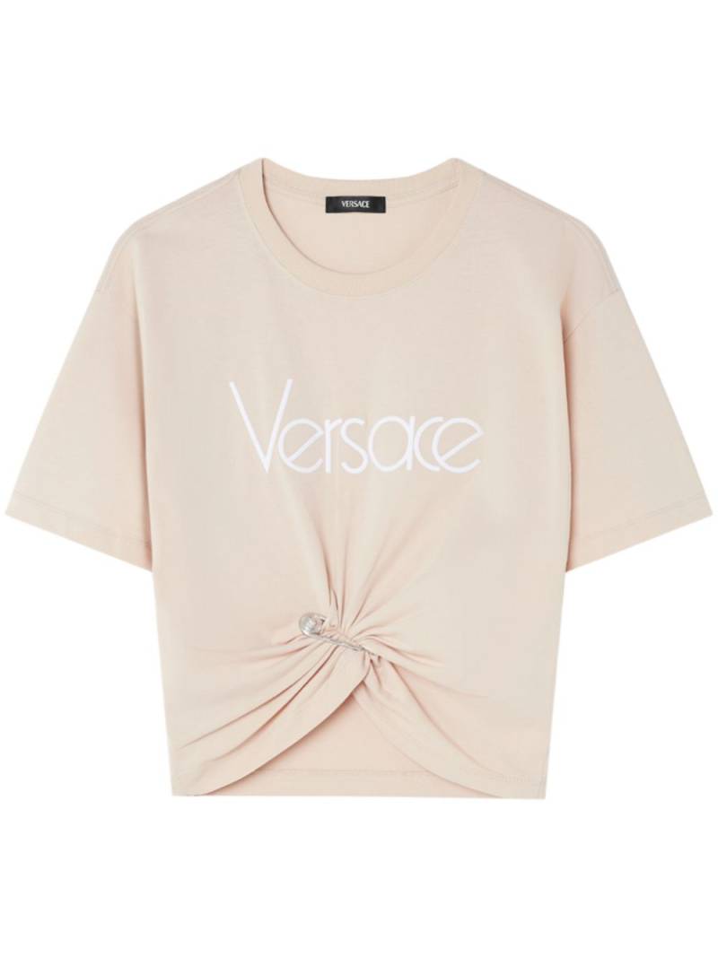 Versace Safety Pin cropped T-shirt - Neutrals von Versace