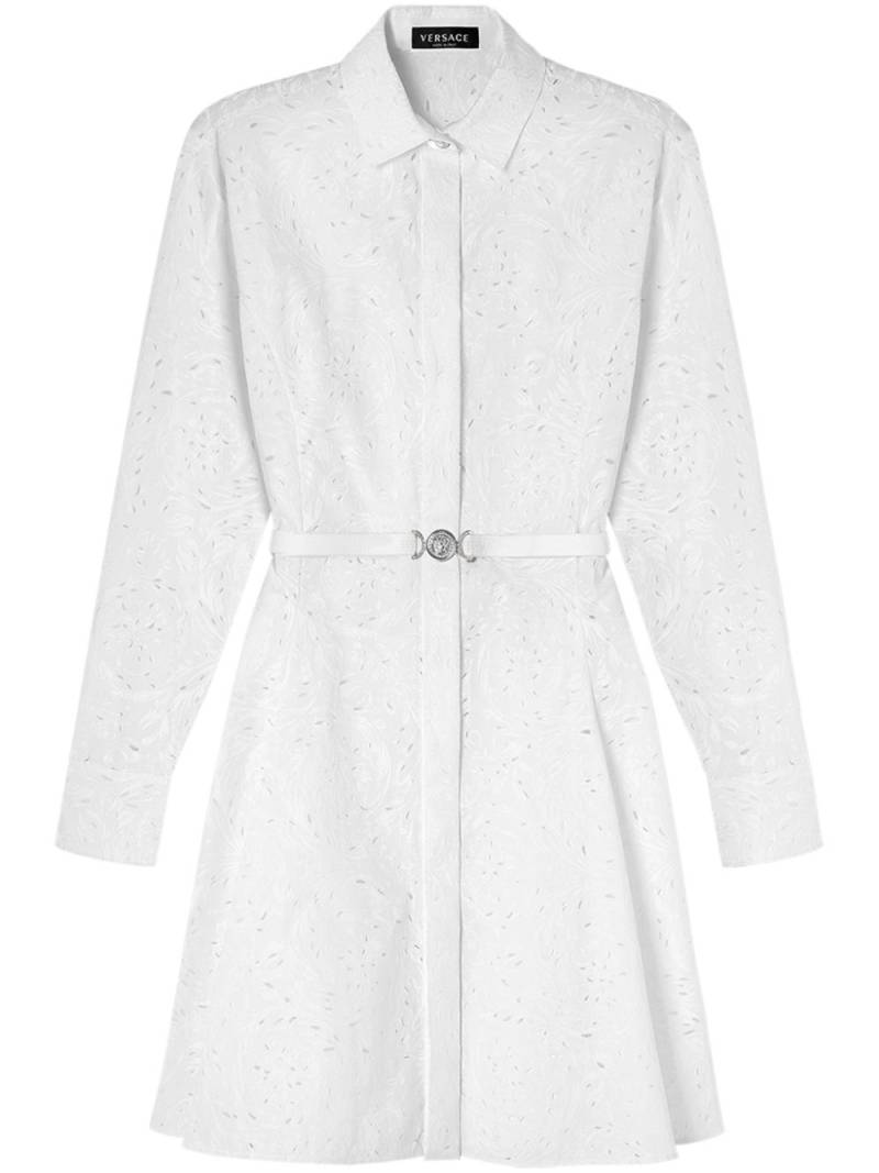 Versace Sangallo Barocco-embroidered cotton shirtdress - White von Versace