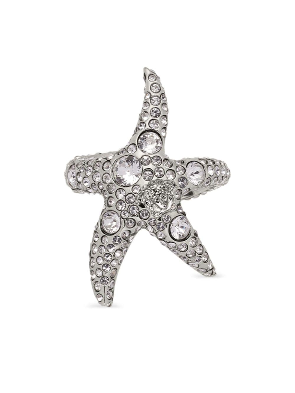 Versace Barocco Sea crystal-embellished ring - Silver von Versace