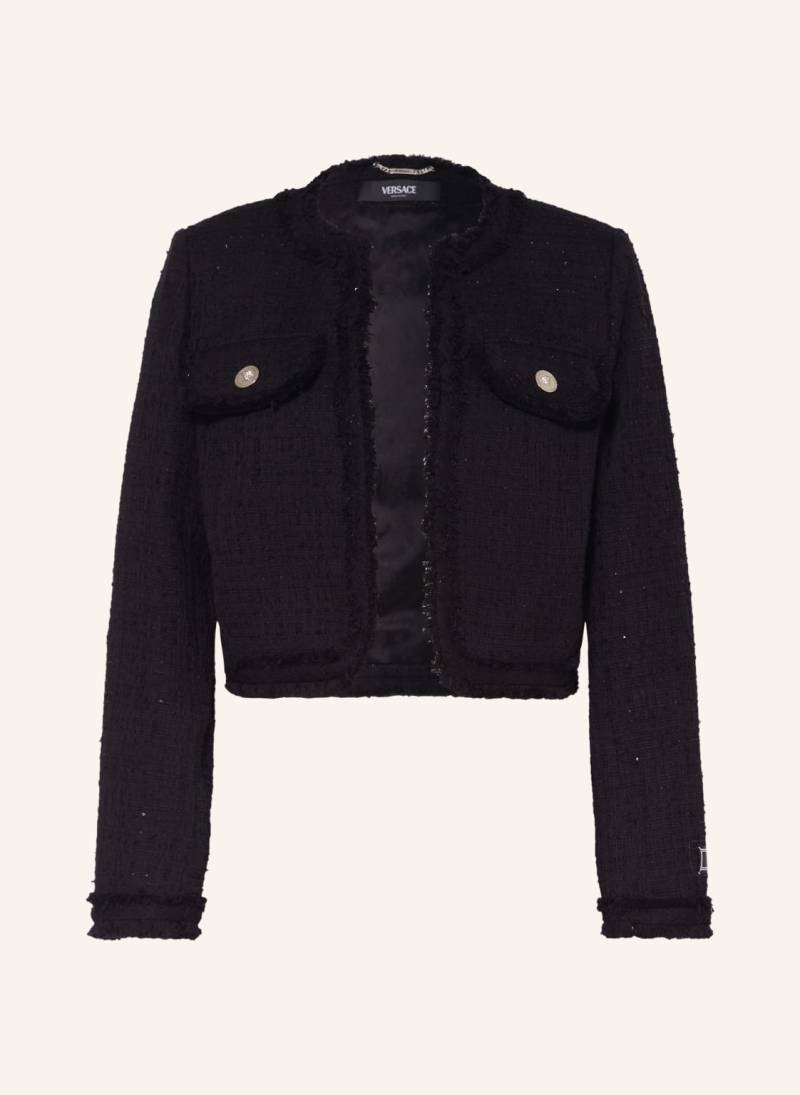 Versace Tweed-Jacke Mit Pailletten schwarz von Versace