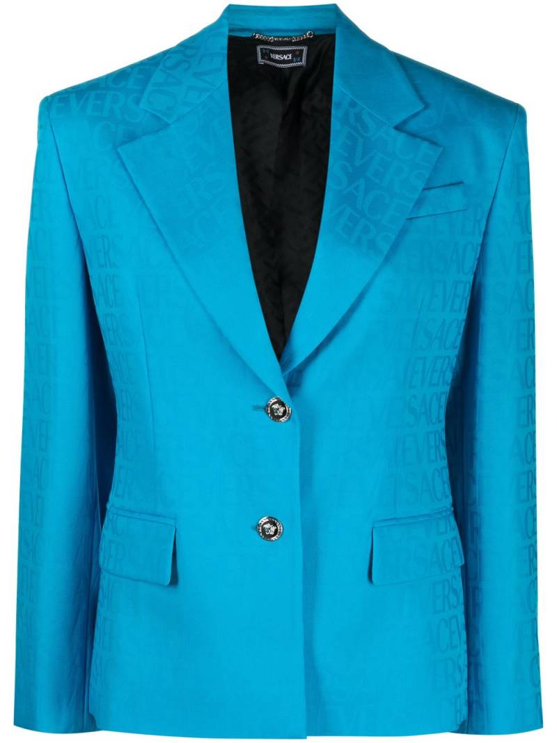 Versace Versace Allover virgin-wool jacquard blazer - Blue von Versace