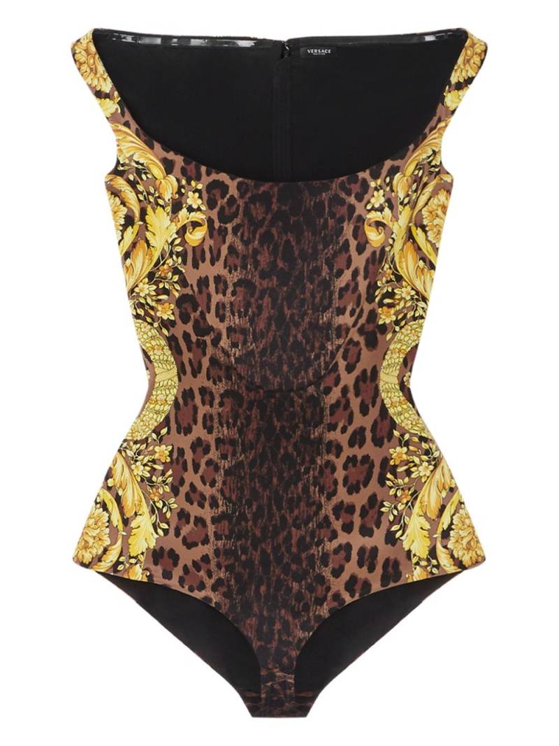 Versace Wild Barocco silk bodysuit - Brown von Versace