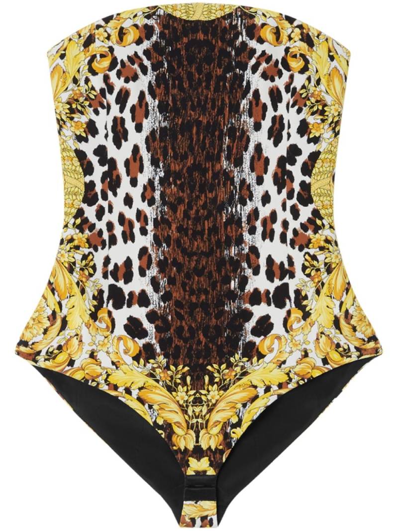 Versace Wild Barocco silk bodysuit - White von Versace