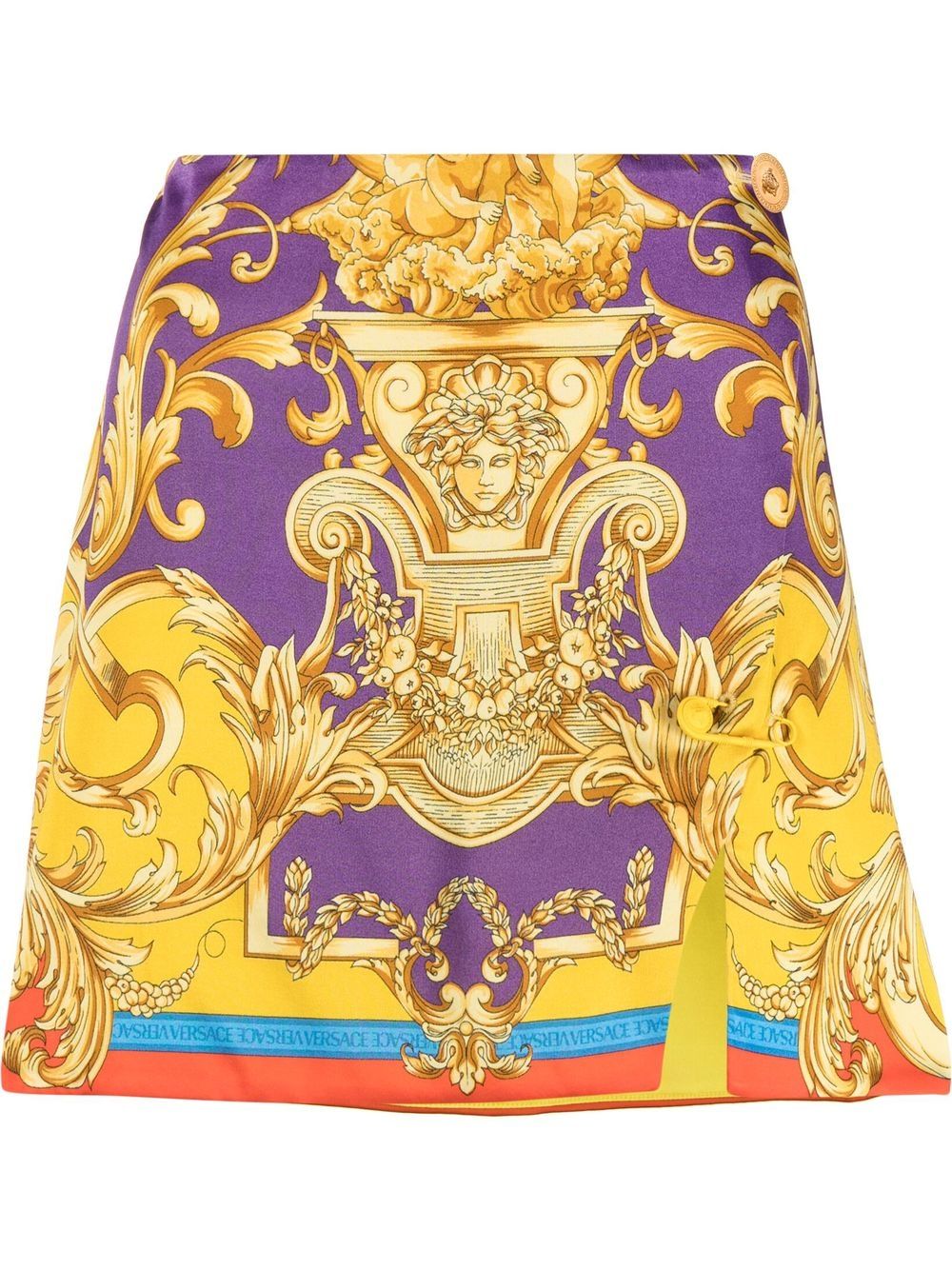 Versace baroque-print wrap skirt - Yellow von Versace