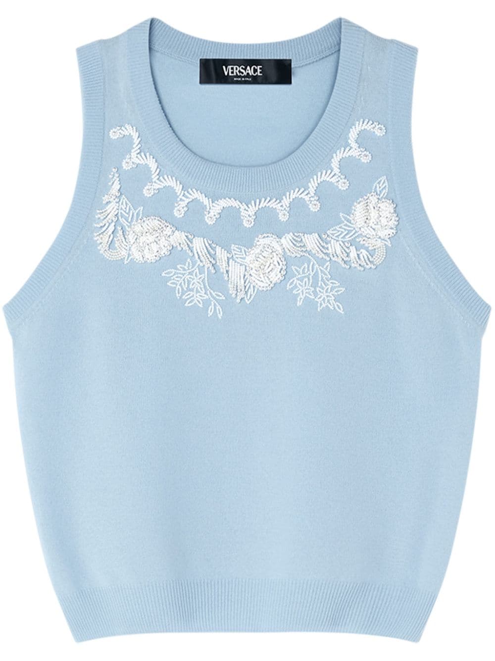 Versace bead-embellished knitted top - Blue von Versace